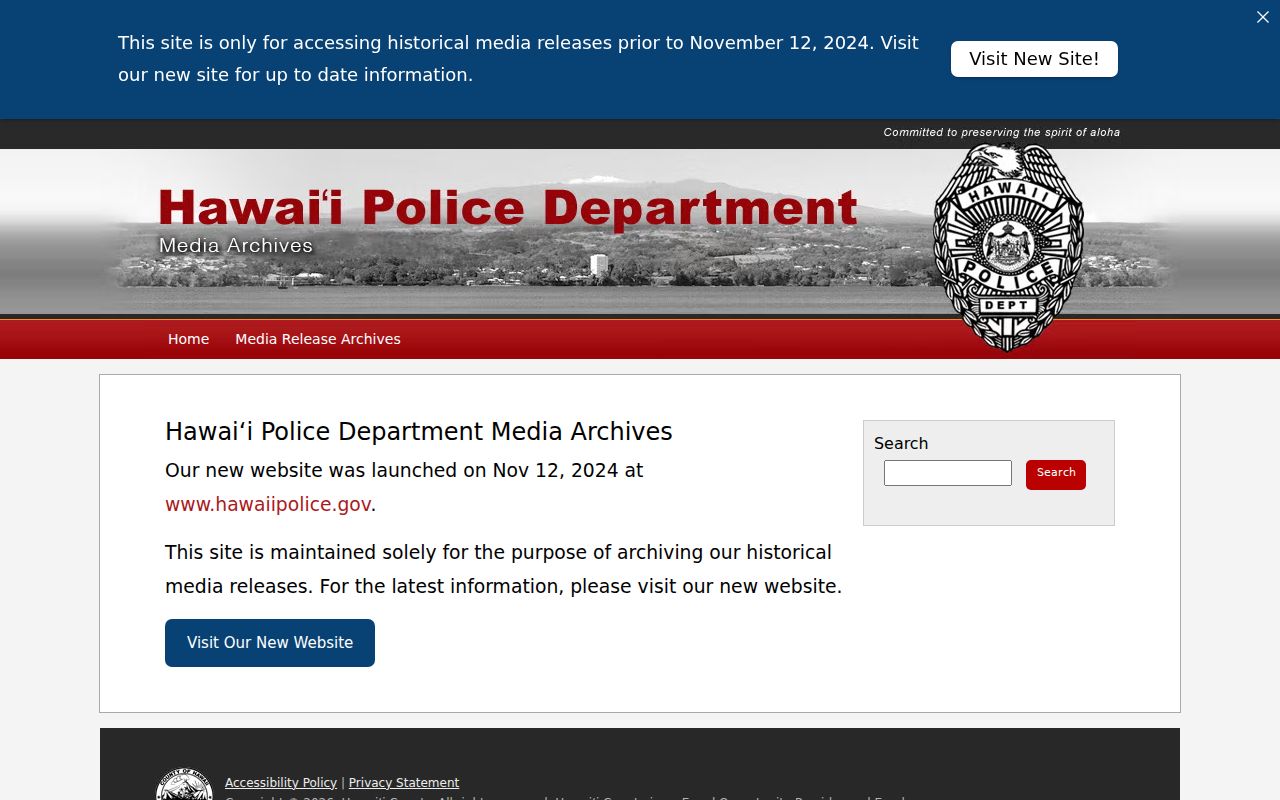 Hawaii County arrest history on the Hawaii Police Department website