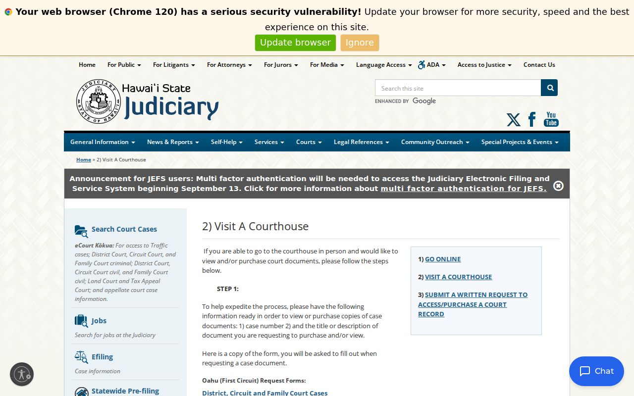 Hawaii County criminal court case courthouse record access