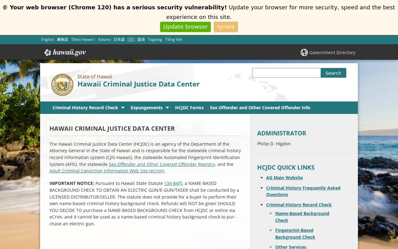 Hawaii County criminal history HCJDC repository