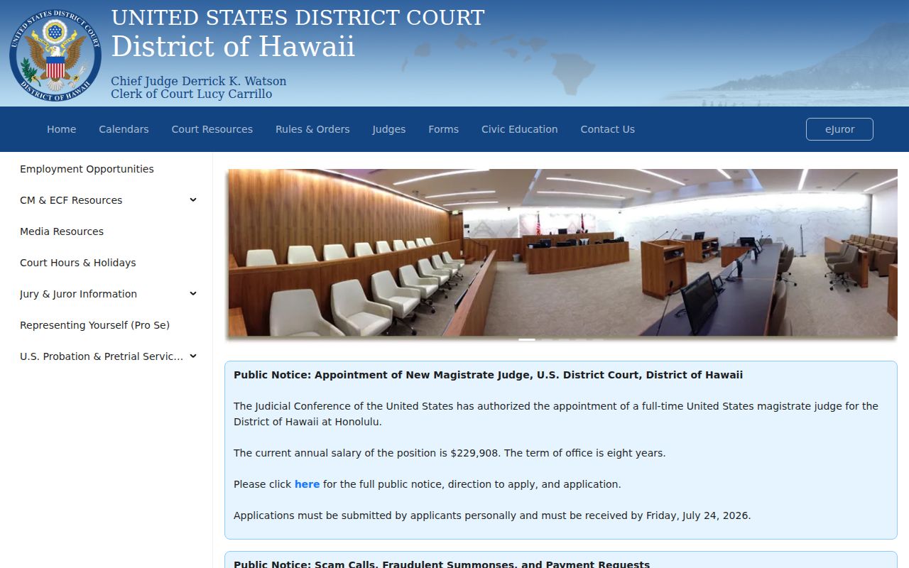 Kailua-Kona criminal history federal District Court records