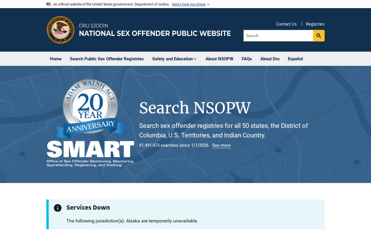 Hawaii County sex offender check national NSOPW search
